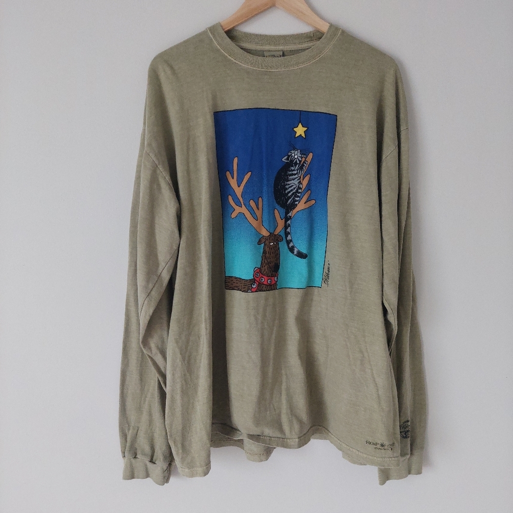 Crazy Shirts B. Kliban Graphic Long Sleeve Tee, Men's XXL, Hemp Dyed Cotton